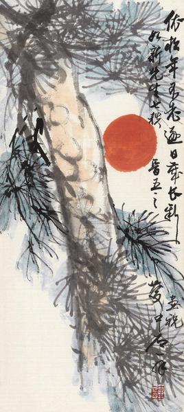  松寿 镜心 设色纸本