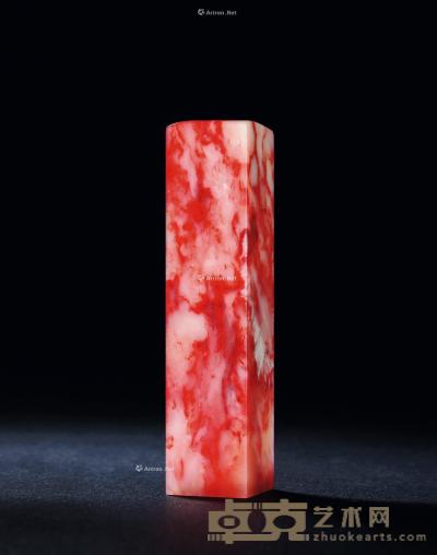  巴林鸡血石白玉红方章 2.9×2.9×12.2cm
