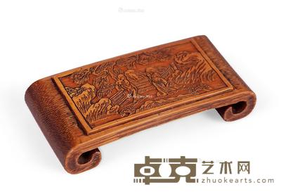  清 竹留青人物故事墨床 长8.8cm