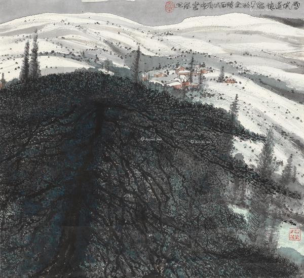  雪域遥忆 镜心 设色纸本