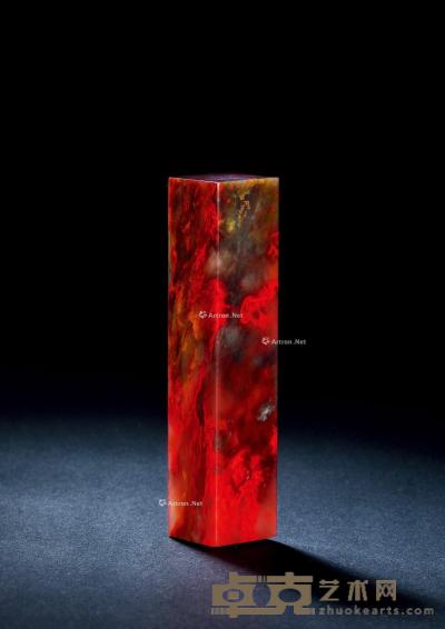  巴林鸡血石芙蓉红方章 2.3×2.3×10.4cm