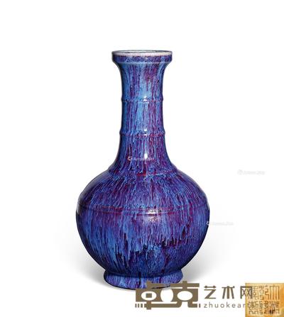 民国 窑变釉盘口瓶 高27cm