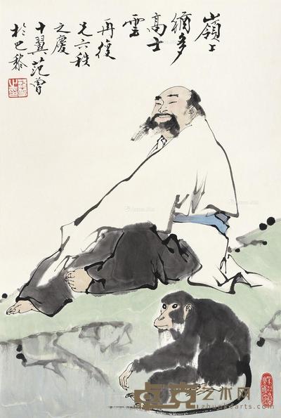  岭上犹多高士云 镜片 设色纸本 67×45cm