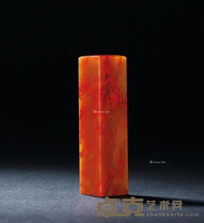  巴林鸡血石福黄红方章 2×2×7.7cm