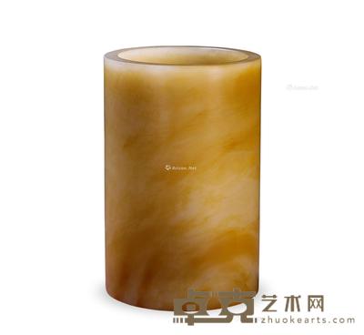  清中期 玉素面笔筒 高12cm