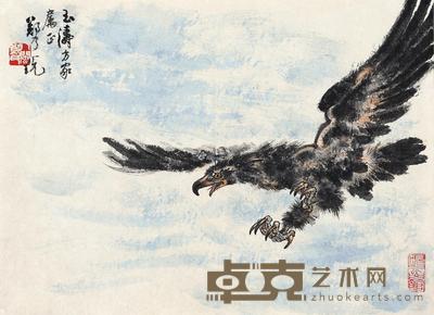  飞鹰 镜心 设色纸本 28.5×39cm