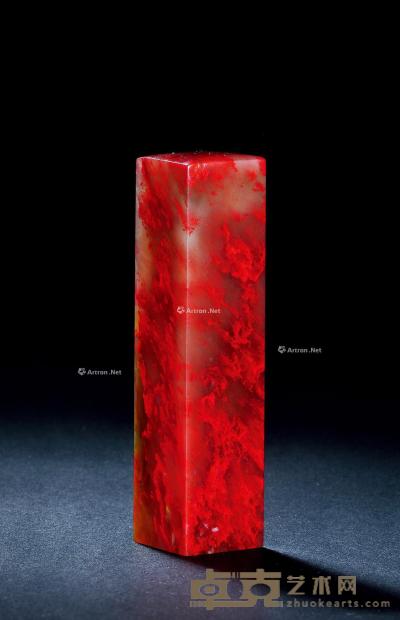  巴林鸡血石芙蓉红方章 2.4×2.4×10cm
