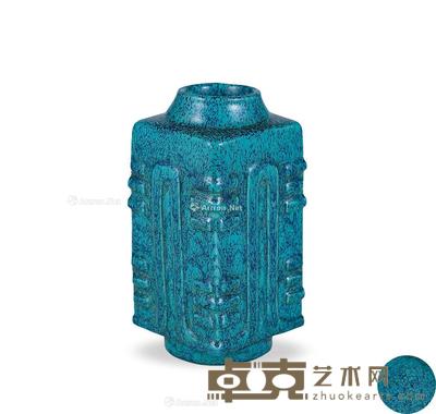  民国 钧釉小琮式瓶 高12.5cm