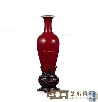  民国 豇豆红柳叶瓶 高18.5cm