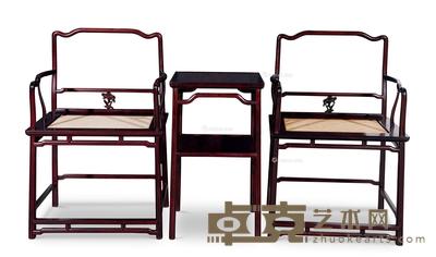  现代 赞比亚血檀灵芝瑰椅 （三件套） 55×42×82cm
