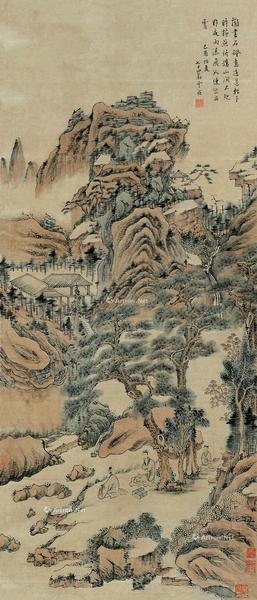  山水 立轴 设色纸本