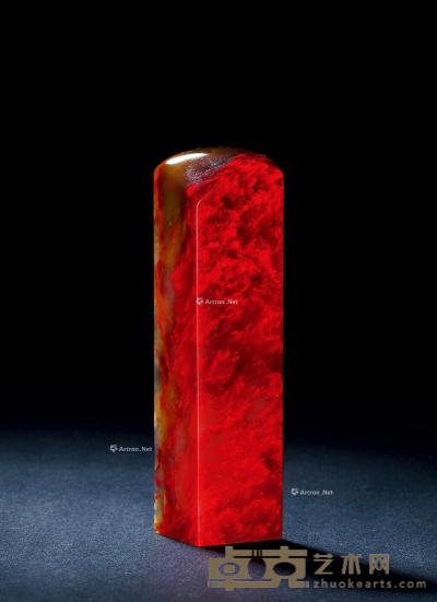  巴林鸡血石芙蓉红方章 2.4×2.4×9.8cm