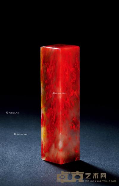  巴林鸡血石芙蓉红方章 2.4×2.4×10cm