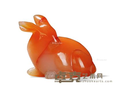  清中期 玛瑙兔摆件 长5cm
