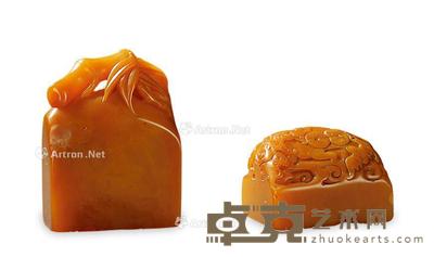  民国 寿山石印章 （两枚） 尺寸不一