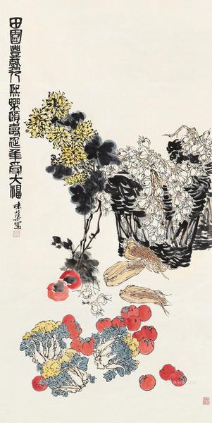  田原风味 镜心 设色纸本
