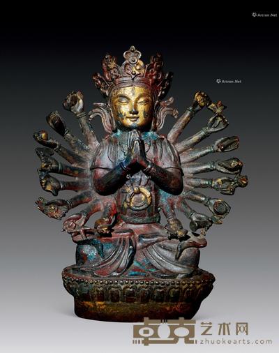 * 明 铜漆金千手观音 高20.5cm