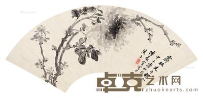 * 墨菊 扇片 水墨纸本 19×56cm