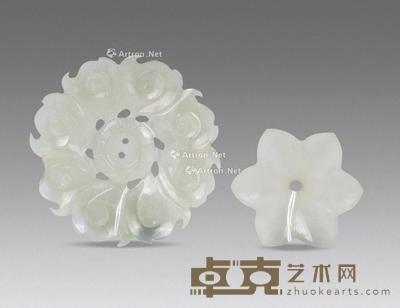 明 白玉花卉花片 (两件) --