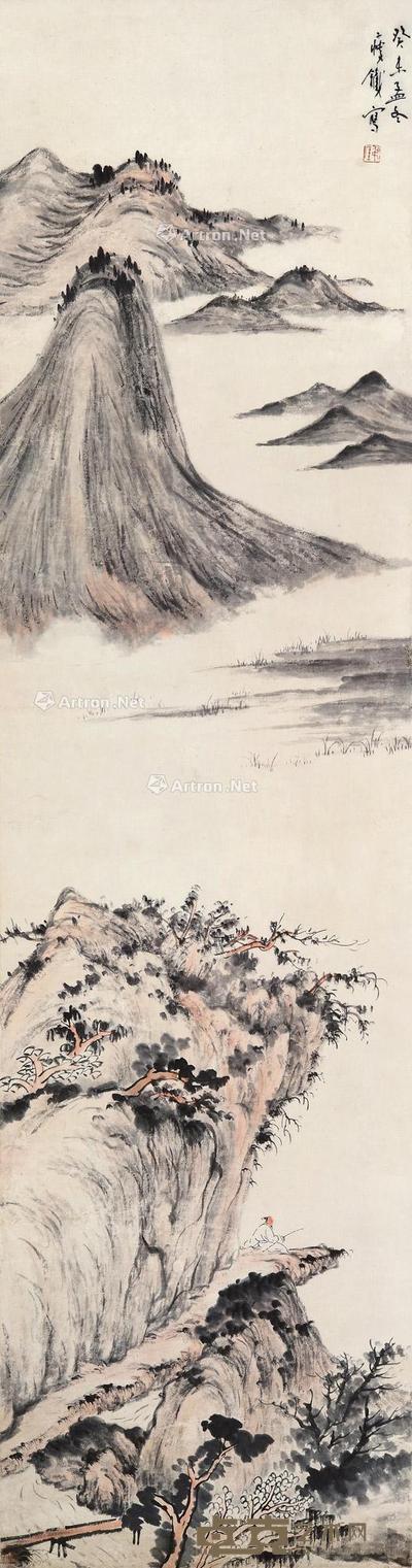近代 山水 138×36cm