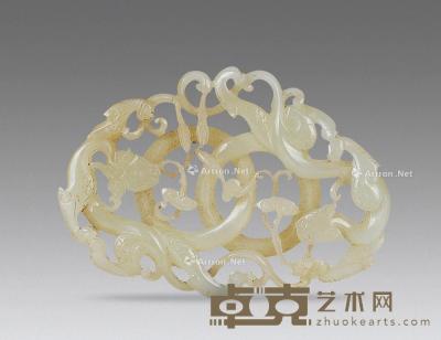  白玉镂雕螭龙纹花片 8.5cm