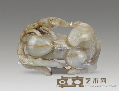 清 白玉马上封侯带饰 8.5×6cm