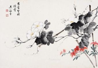  花卉 镜片 设色纸本