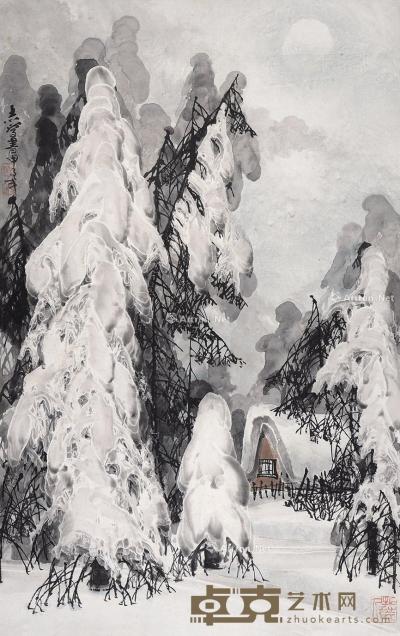  雪景 镜片 设色纸本 93×58cm