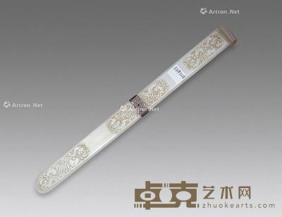  白玉雕福寿扁方 31×2.8cm