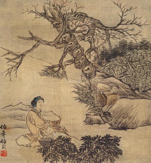  清 人物 轴