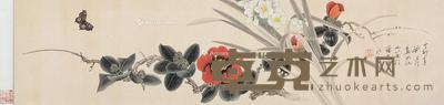 工笔花卉 镜片 设色纸本 31×130cm