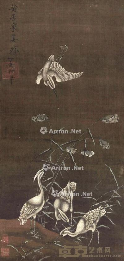  花鸟 立轴 绢本 86×41cm