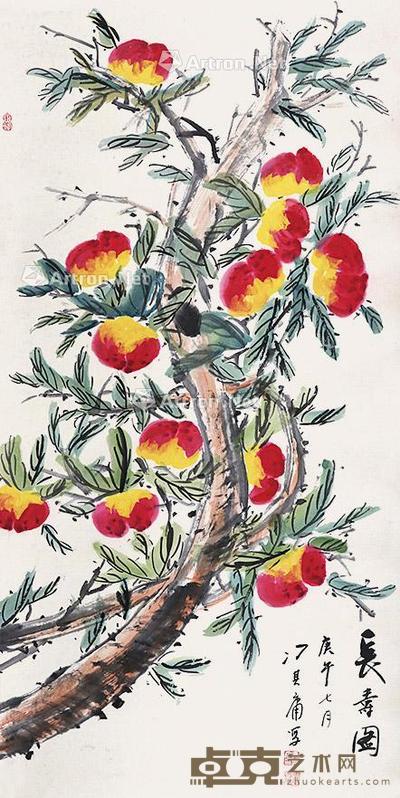 寿桃 立轴 纸本 137×67cm