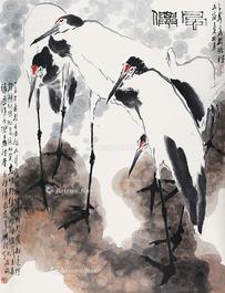  仙鹤 立轴 纸本