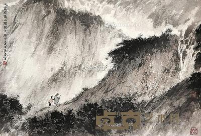  访友图 立轴 纸本 43×62cm