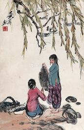  浣洗 立轴 纸本