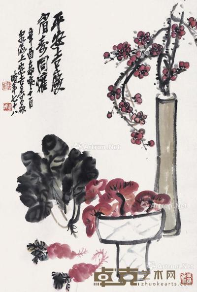  花卉 立轴 纸本 68×46cm