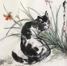  猫 立轴 纸本