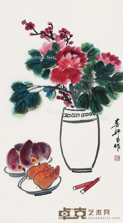  花卉 立轴 纸本 89×50cm