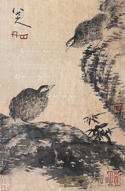  花鸟 镜片 绫本 28×18cm