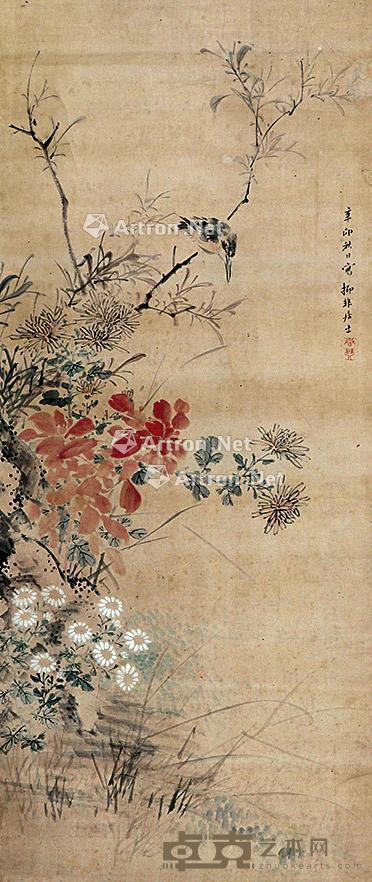 花鸟 立轴 纸本 114×48cm