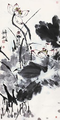  荷花 纸本立轴