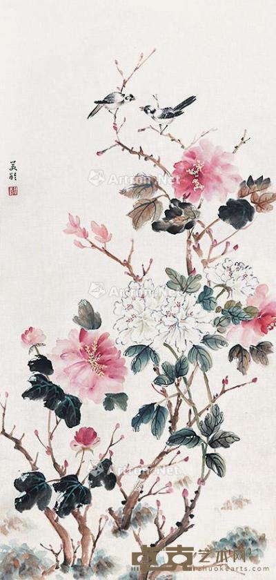  花卉 立轴 纸本 94×45cm