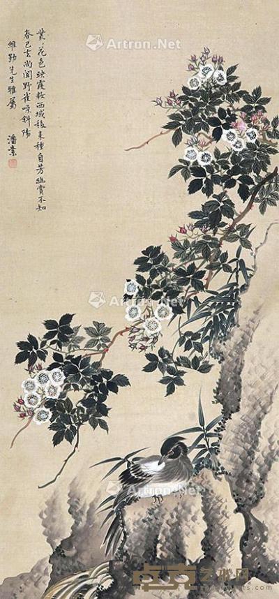  花卉 立轴 绢本 91×42cm
