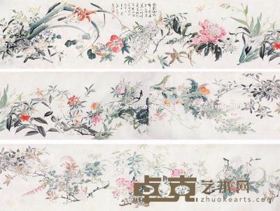  花卉 手卷 纸本 48×790cm