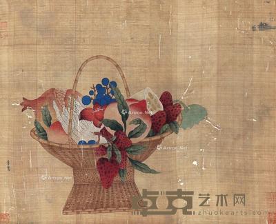 花卉 立轴 绢本 34×41cm