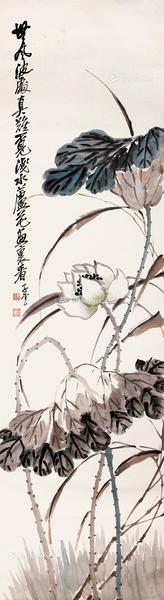  荷花 纸本立轴