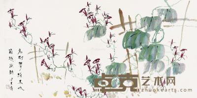 花卉 镜片 纸本 68×136cm