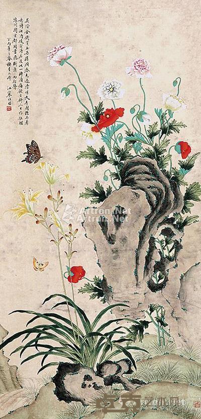  花卉 立轴 纸本 129×62cm