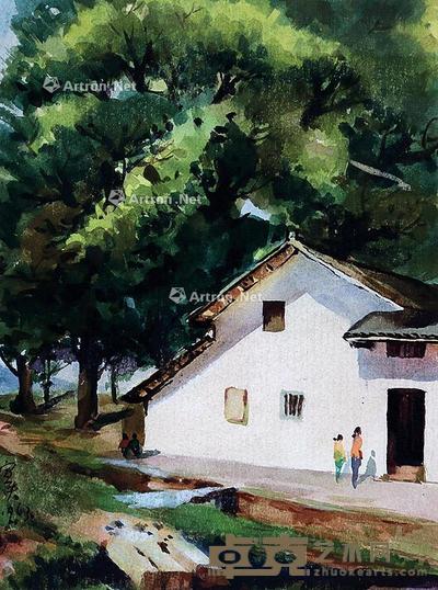 村庄 镜框 水彩 26×19cm